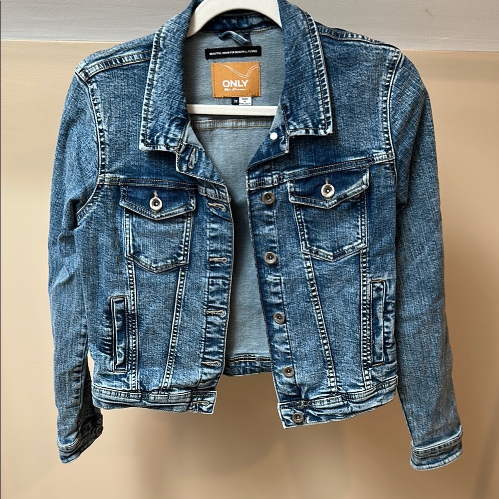 ONLY Blue Denim Dark Wash Stretch Jacket, 38/ 6